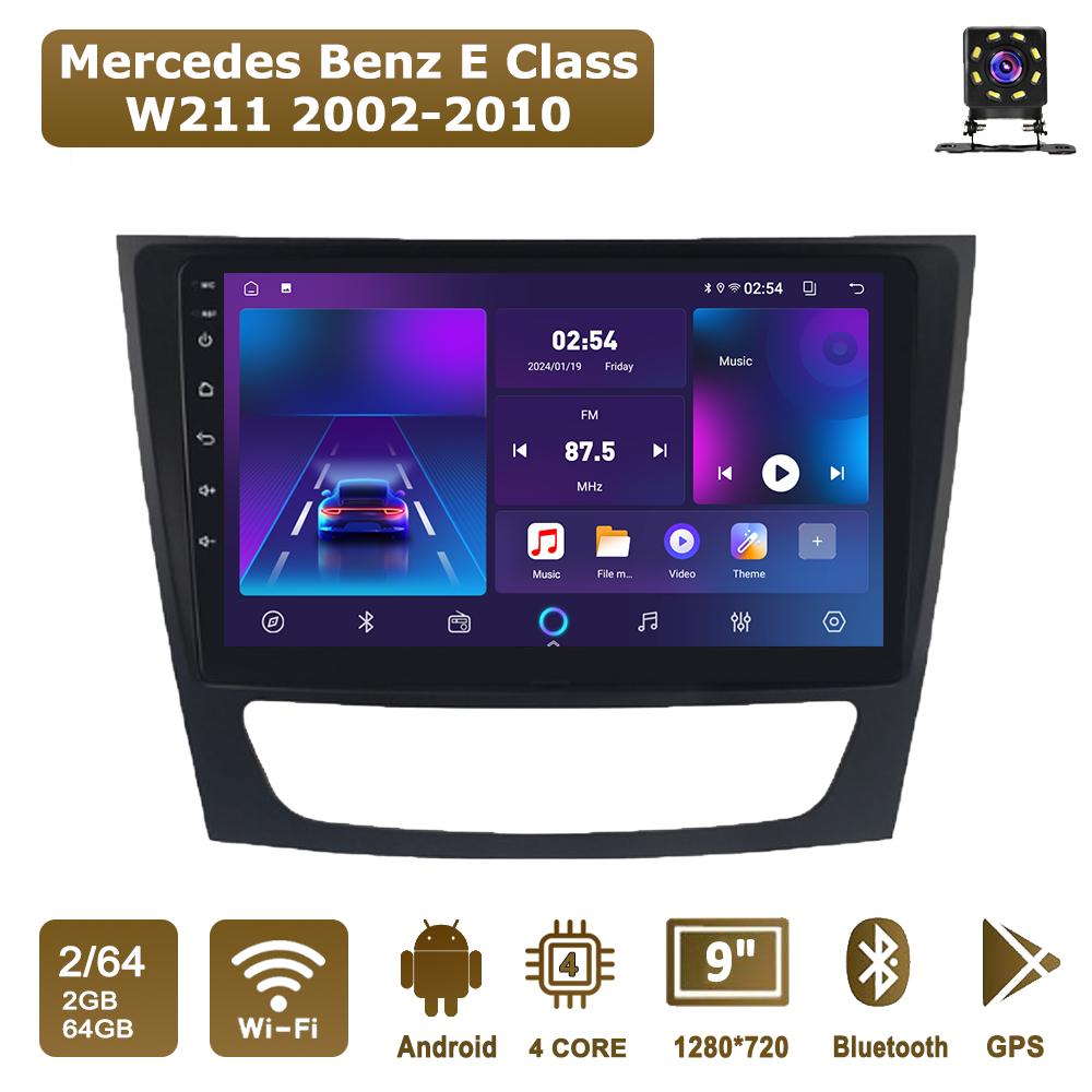 

Android Car-Play Car Radio For Mercedes Benz E Class W211 2002-2010 Multimedia Player Head Unit Stereo GPS Navigation BT WIFI,2+64GB чёрный