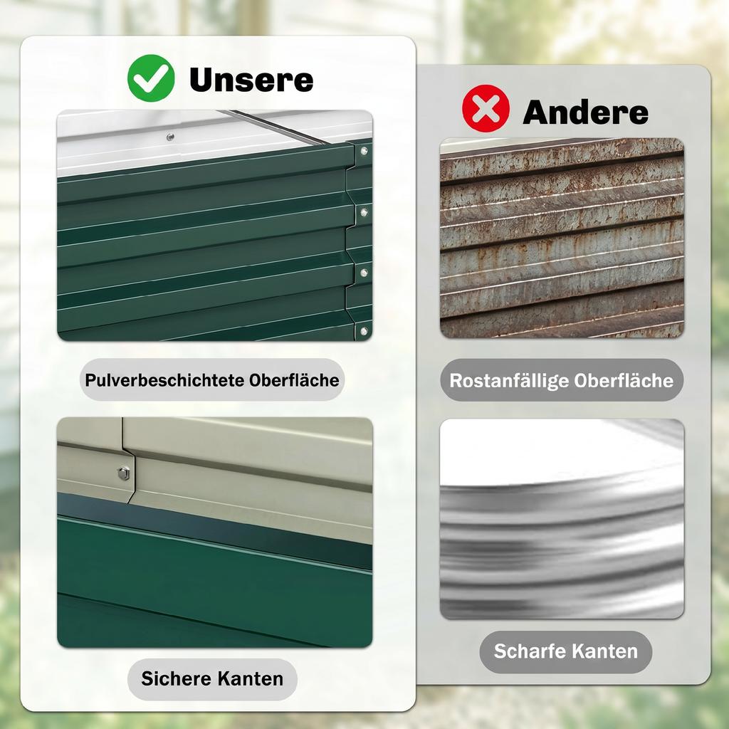 Raised Beds for Garden, Galvanized Outdoor Planters, for Herbs and Vegetables, Use for Patio, Backyard, Balcony, Green