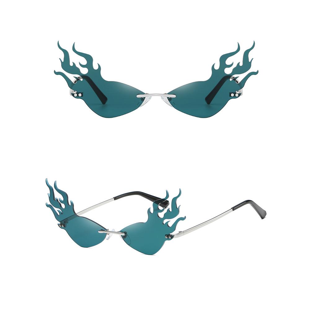 Luxury Frameless Dragon Phoenix Fire Shape Flame Rimless Fashion Sunglasses Narrow Sunglasses UV 400 Streetwear Trending Eyewear