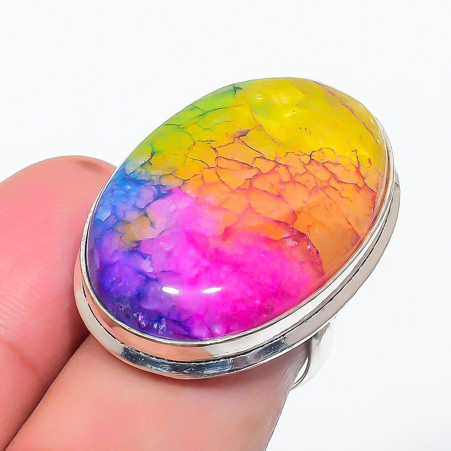 

Natural Rainbow Solar Quartz 925 Sterling Silver Jewelry Ring Size 7 p5N83