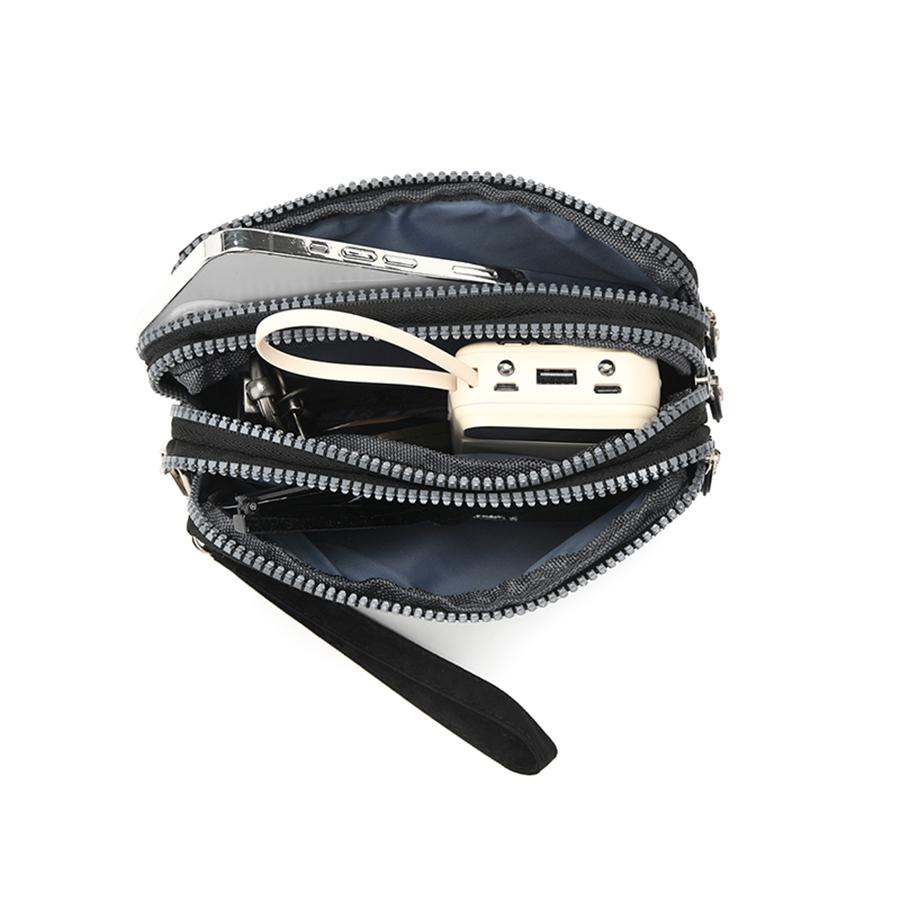 Three-layer Zipper Money Bag, Women's Handbag, Long Canvas Clutch, Crossbody Phone Bag, Fabric Small Wallet Bag
