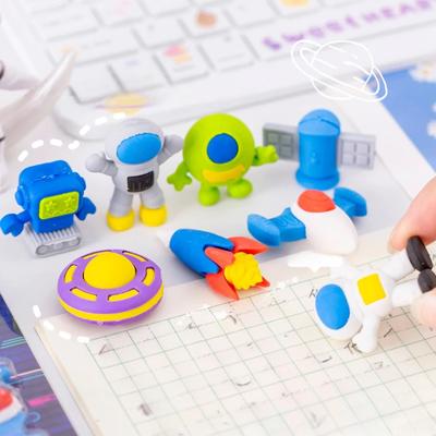 Borrador creativo de dibujos animados de astronauta, nave espacial alienígena, satélite, papelería escolar, suministros escolares, regalo para niños, accesorios de oficina