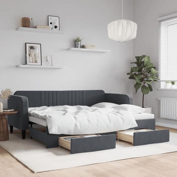 VidaXL Daybed with Trundle Bed and Drawers, Sofa Bed with Storage, Guest Bed, Bedroom Living Room Furniture, Modern, 3197105