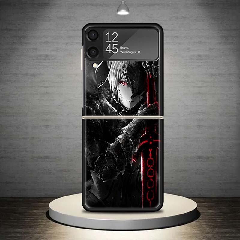 Fate Zero Stay Night Saber Phone Case For Samsung Galaxy Z Flip 7 6 5 4 3 5G Shockproof Cover Z Flip7 Flip6 ZFlip5 Flip3 Flip4 L