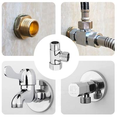 Anti-Rust 3 Way T Shape Adapter Replacement Thickened Brass T Adapter Multi-purpose Easy To Install G1/2" Diverter Valve