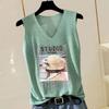 2023 Shiny Silk Sleeveless V-Neck Women's Vest - Spring/Summer New Style, Loose Fit with Hot Diamond Sling Knitted Design