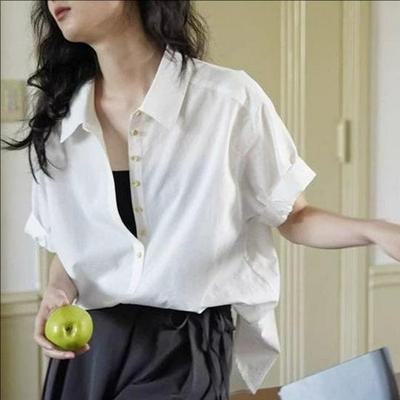 Damen Sommer Locker Kurzarm Einfarbig Lässiges Oberteil für Naturlocken