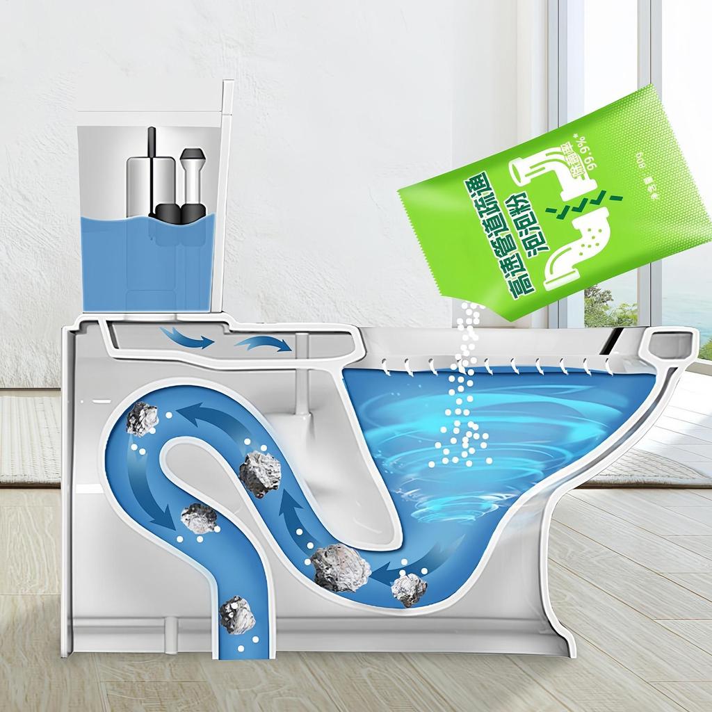 Foaming Drain Cleaner Powder Fast-Acting Clog Remover for Kitchen Sink & Bathtub, Powerful Pipe Declogger Dissolves Hair Grease