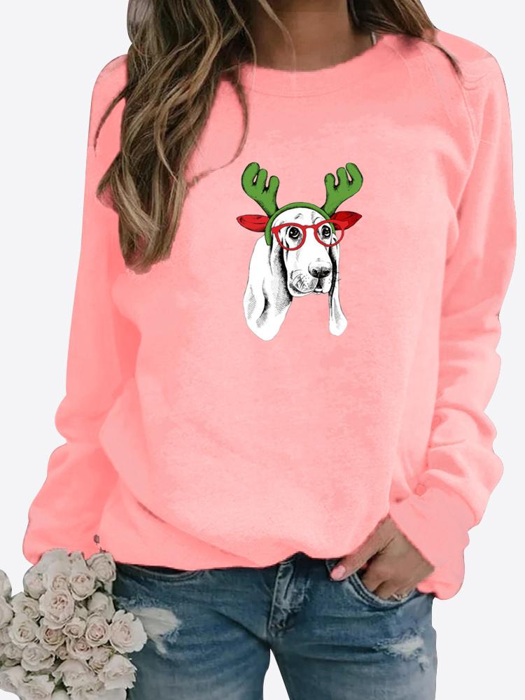 Frauen Winter Kleidung Floral Gedruckt Casual Sweatshirt Langarm Tops T-shirt Damen Rundhals Pullover Pullover