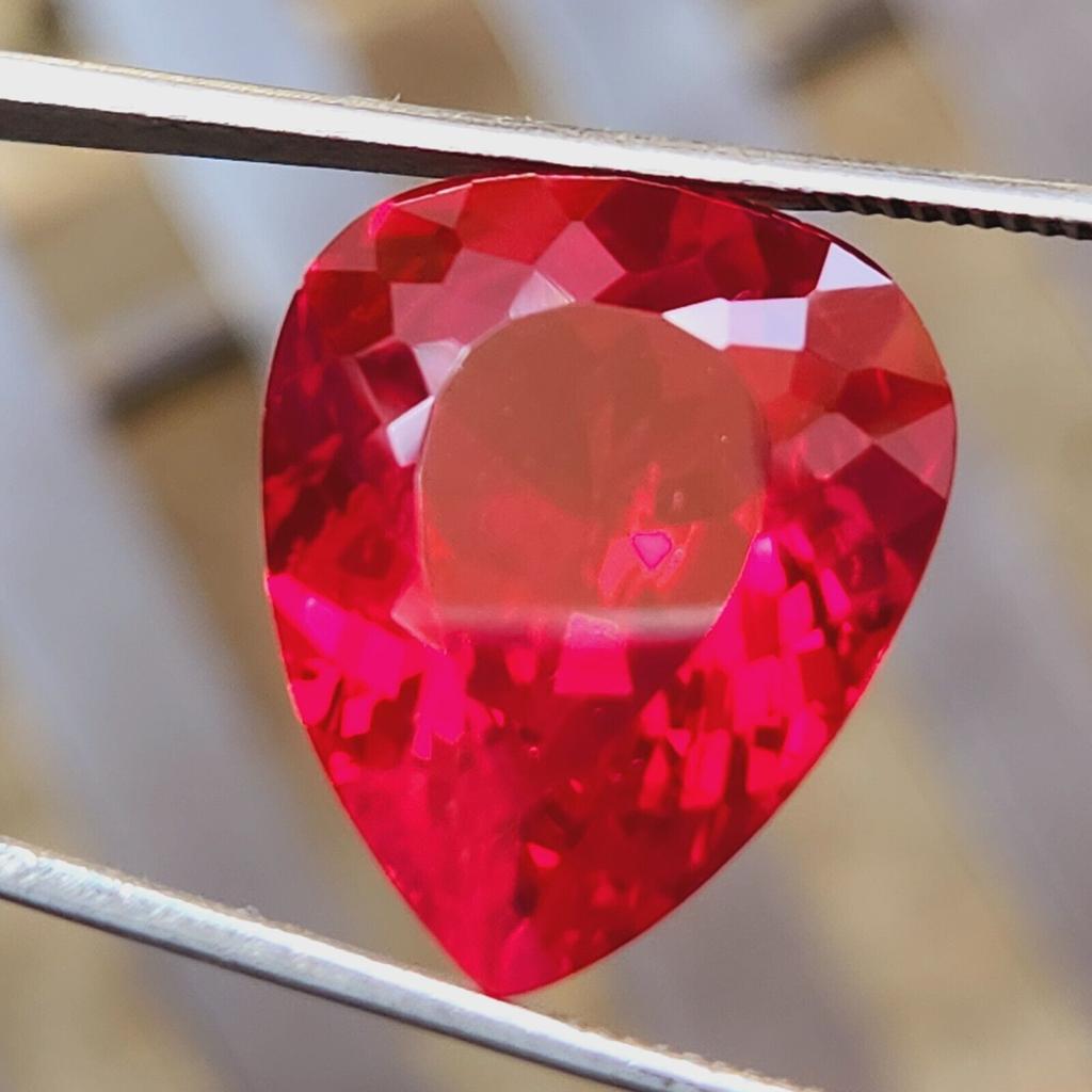 28 Ct Natural Mozambique Rich Red Ruby Pear Shape Certified Loose Gemstone