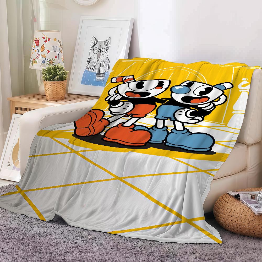 Funny Game C-Cuphead Blanket Warm And Soft Suitable For Bedroom Living Room Sofa Bed Office Travel Camping