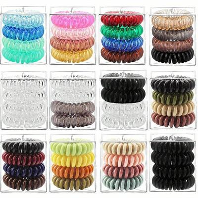 Elastici per capelli con filo telefonico, elastici trasparenti a spirale, anelli per capelli, accessori per capelli da donna