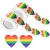 2 Roll Gay Pride Stickers Rainbow Heart Shaped Tape LGBT Sticker for Pride Parades Festival Party Decoration (1000 Pcs)