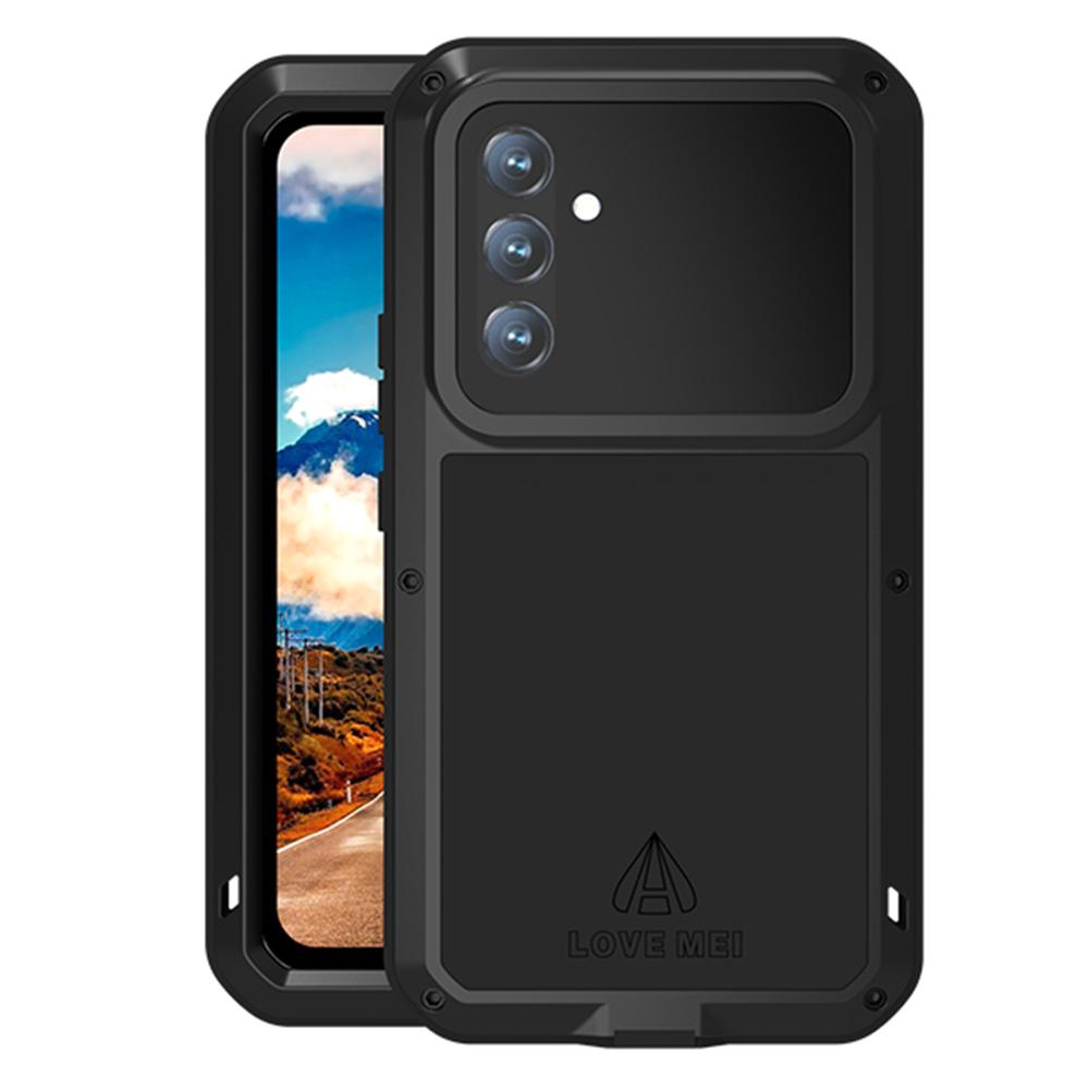 LOVE MEI Für Samsung Galaxy A54 5G Metall+Silikon Handyhülle Vollständige Schutzhülle mit gehärtetem Glas