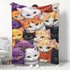 Soft Flannel Kitten Doodle Throw Blanket - Tabby & Tuxedo Patterns with Multicolor British Shorthair-Inspired Cats, All-Season