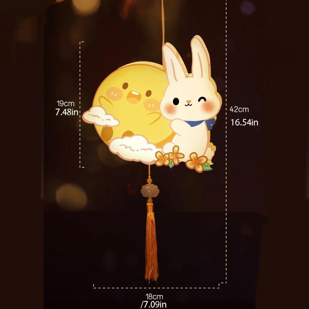 PVC Mid-Autumn Festival Lantern Cartoon Moon Rabbit Lanterns Glowing Luminous Lantern DIY Material Package Mid-Autumn Festival