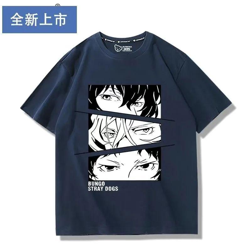 New Anime Dazai Osamu Nakahara Chuuya Cosplay Printed Short Sleeve TShirt Casual Tee Fashion Vintage Shirts Versatile In Summer