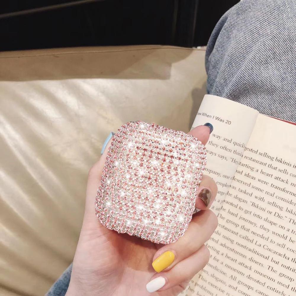 Diamond Studded Earphone Case, Water Diamond Earphone Case with Diamond Earphone Protective Cover, Apple Airpods Diamond Sticker Protective Case
