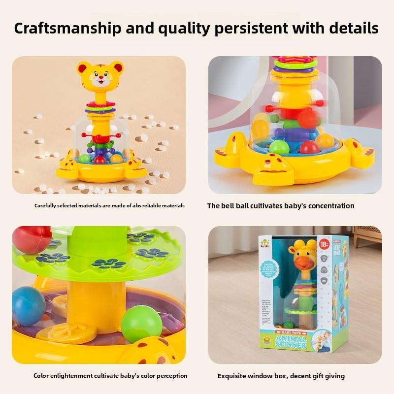 Baby Educational Push Giraffe Jumping Ball With Rolling Beads For Kids Playroom