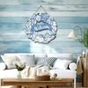 Welcome Summer Sign Shells Starfish Wall Hanging Wreath Farmhouse Coastal Beach Wooden Round Door Hanger for Front Door Porch Courtyard Decor
