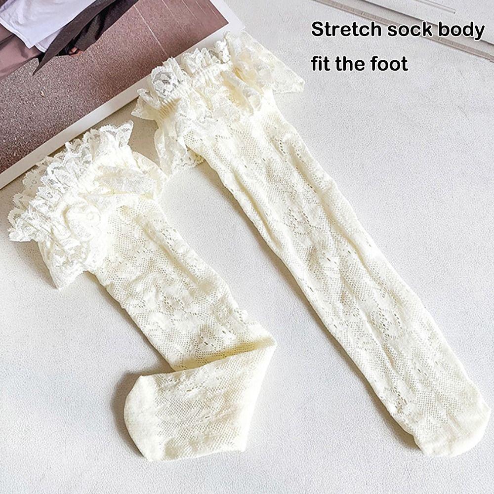 Cotton Spandex Lace Stockings Mesh Girl Long Socks Calf Socks Lolita Sock