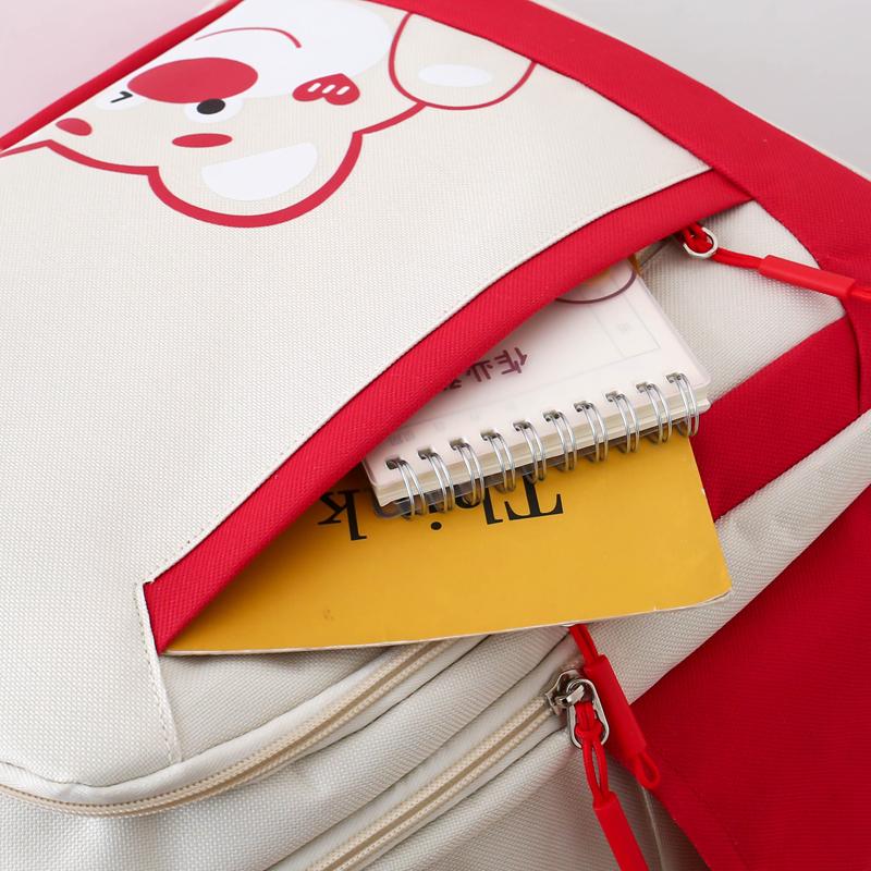 Five-Piece Backpack Set Women's Bear Printed Backpack Student Color Contrast Schoolbag