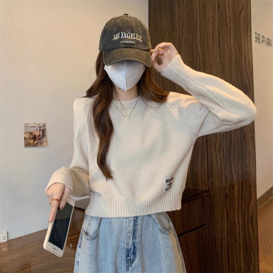 Spring & Autumn Korean Style Women's Petite Long-Sleeve Sweater - Soft & Gentle Inner Layer Top