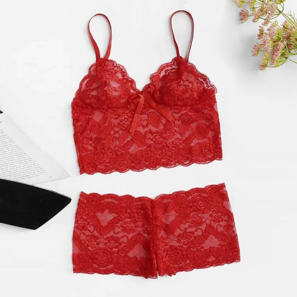 Sexy Women Lace Bra Briefs Lingerie Underwear Pajamas Camisole Sleepwear Set