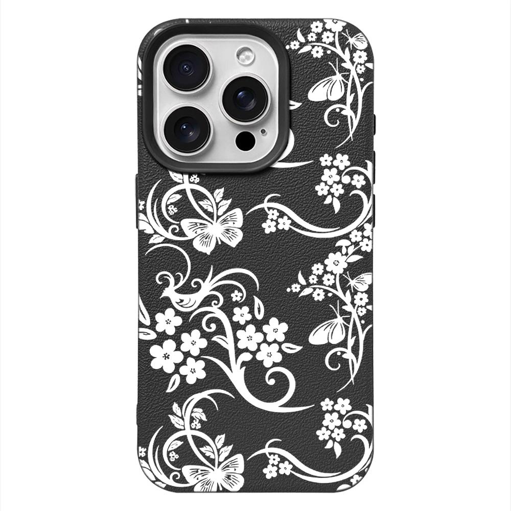 Full Screen White Vine Flowers Phone Case For IPhone 17 Air 16 Pro Max 15 14 13 Plus 12 11 Shockproof Protective Durable Cover