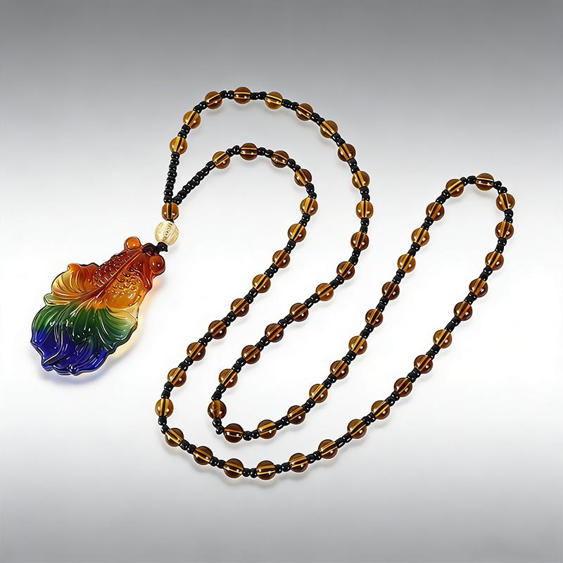 Imitation Glass Pendant Chinese Style Versatile Necklace Crystal Sweater Chain