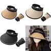 Sunshade Women Straw Hat Empty Top Large Brim Outdoor Sun Protection Collapsible
