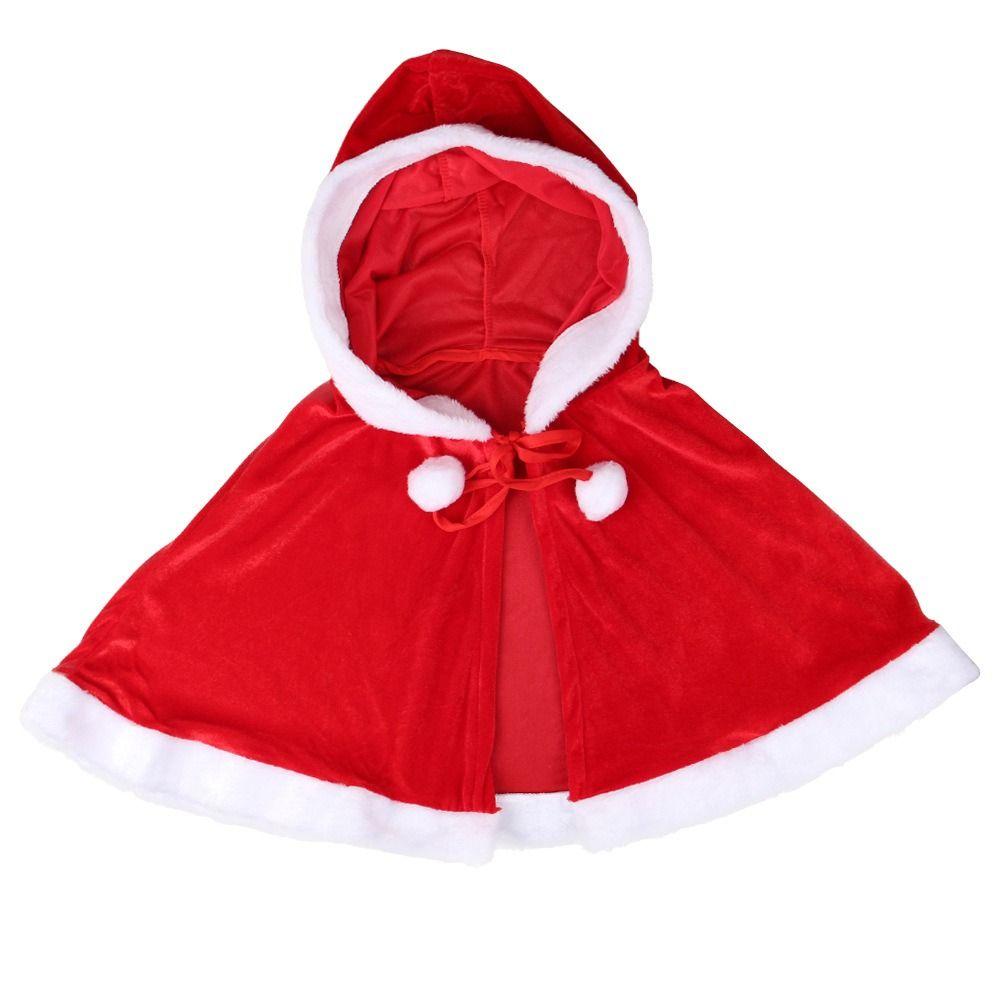 Santa Claus Costume Red Cape Women Hooded Ponchos Christmas Cloak Cosplay Costume Xmas Cape