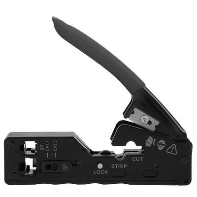 Netzwerkkabel Crimpzange Abisolierzange Schneider Kristallkopf Crimpwerkzeug für CAT5 CAT6 CAT7Schwarz