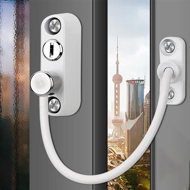 Set Window Door Cable Restrictor Ventilator Baby Kids Child Safety Security Chain Lock Kits Stainless Steel