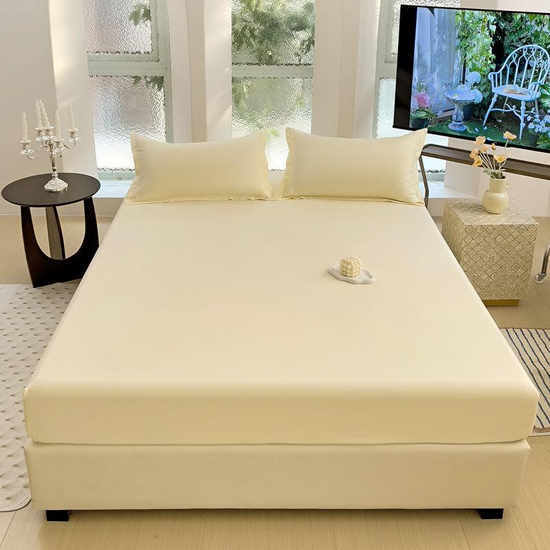 Four Seasons Skin-friendly Washed and Brushed Solid Color Pillowcase Protective Cover Double Fitted Sheet Taiwan Bed Bag