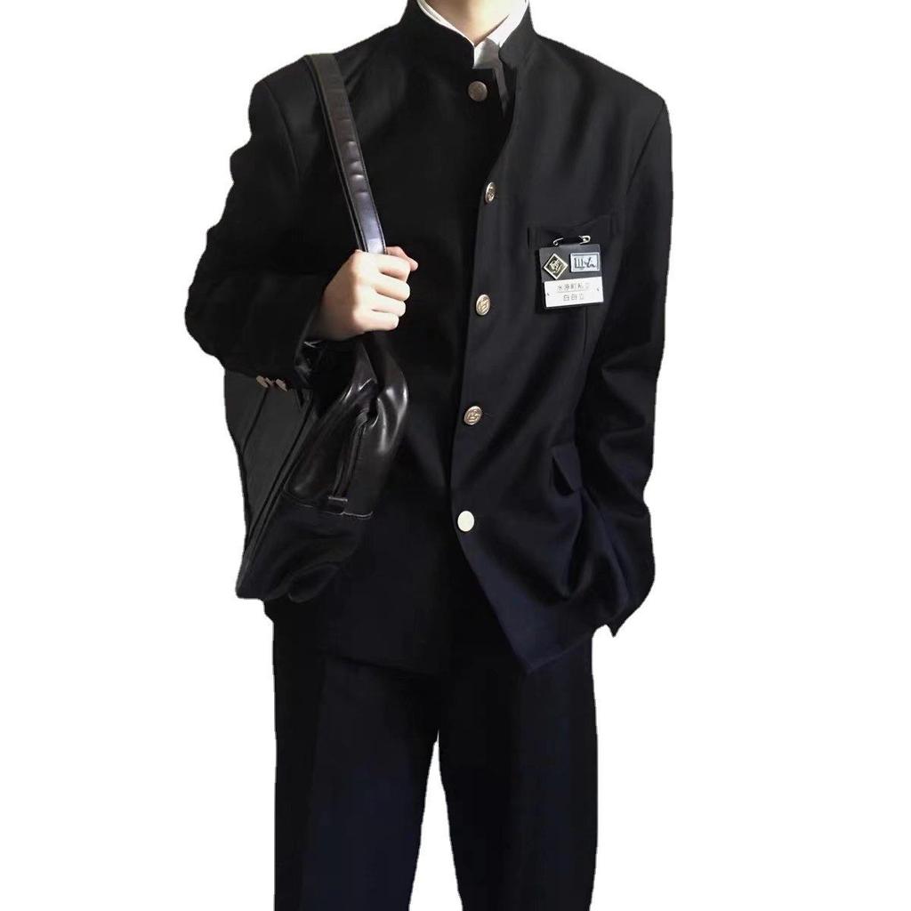 Set Due Pezzi Uniforme Scolastica DK Uniforme Uomo Sottile con Collo Rialzato Giacca Button-Down + Pantaloni High Street Bello Cosplay