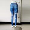 Yoga Pants Women Printed Denim Skinny Hip Lifting Bottom Pants Quick Dry High Waist Stretch Running Sports Fitness Pants