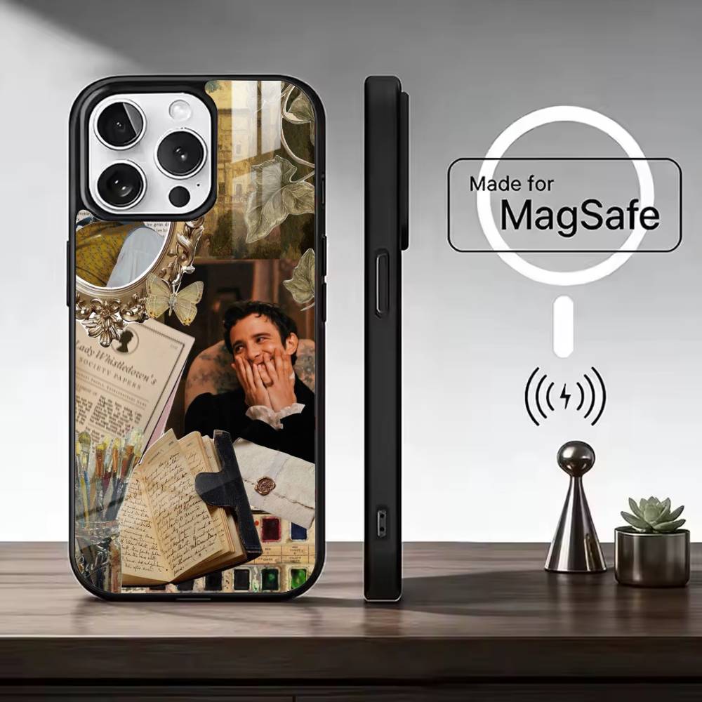 Custodia per telefono con attore Jonathan B-Bailey per iPhone17,16,15,14,13,12,11 Plus,Pro Magnetica con Ricarica Wireless Magsafe