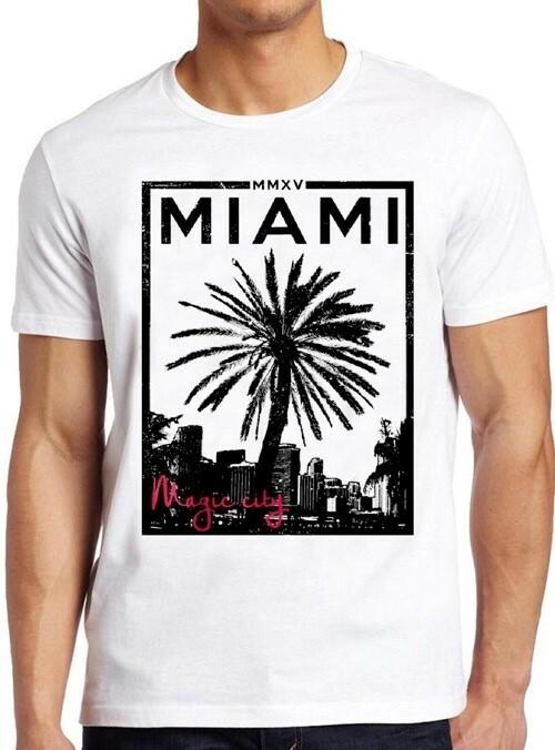 Miami Magic City Beach Poster Vintage Cool Tee T Shirt M20