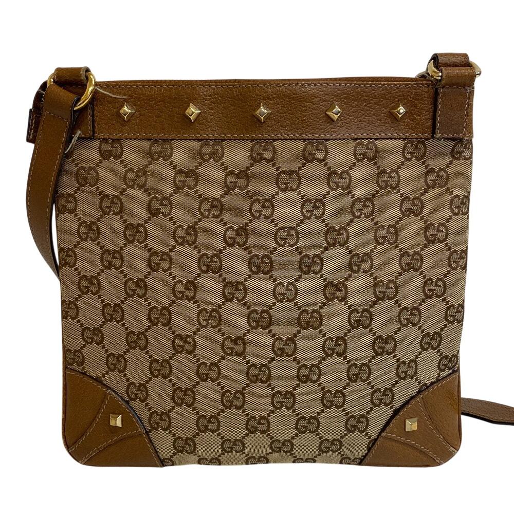 GUCCI 120893 Studs crossbody GG canvas GG canvas Shoulder Bag Brown GG canvas unisex Used