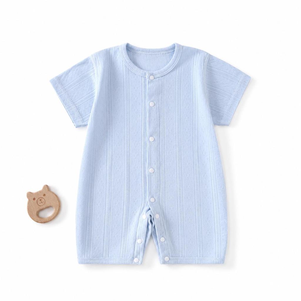 Baby Short Sleeved Jumpsuit Summer Newborn Breathable Mesh Air Conditioning Suit Boys Girls Infant Thin Sleepwear Crawling Suits