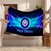 Inter Milan Personalized Fleece Blanket With Football Logo, Custom Name Text Soft Warm Home Throw Blanket