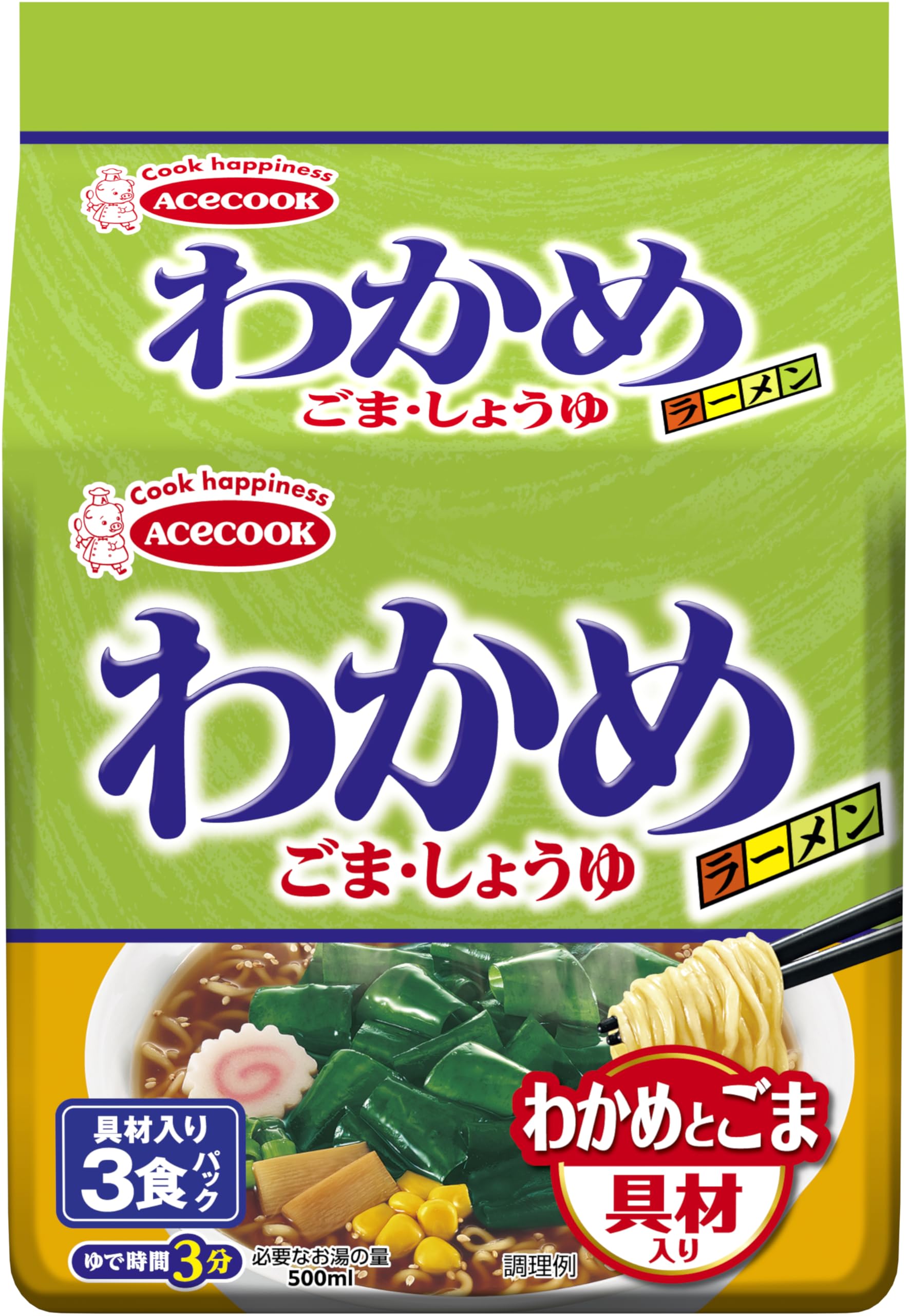 

Соус Acecook Wakame Ramen, упаковка из 3 блюд, 264 г x 9 шт., кунжут/соя
