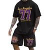 Summer Men's Sports Casual Comfortable Sports Suit T-shirt Shorts Two-piece Set No. 77 Digital T-shirt Shorts Set