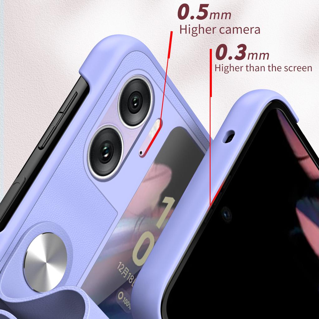 Etui na Oppo Find N2 Flip 5G z uchwytem na palec, etui typu flip na telefon, pokrowiec z PU skóry i PC ze stojakiem