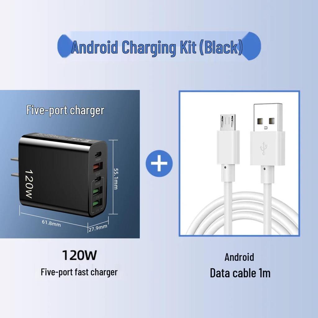 120W Multi-Port USB Charger for Apple, Android, Huawei, Xiaomi, OPPO