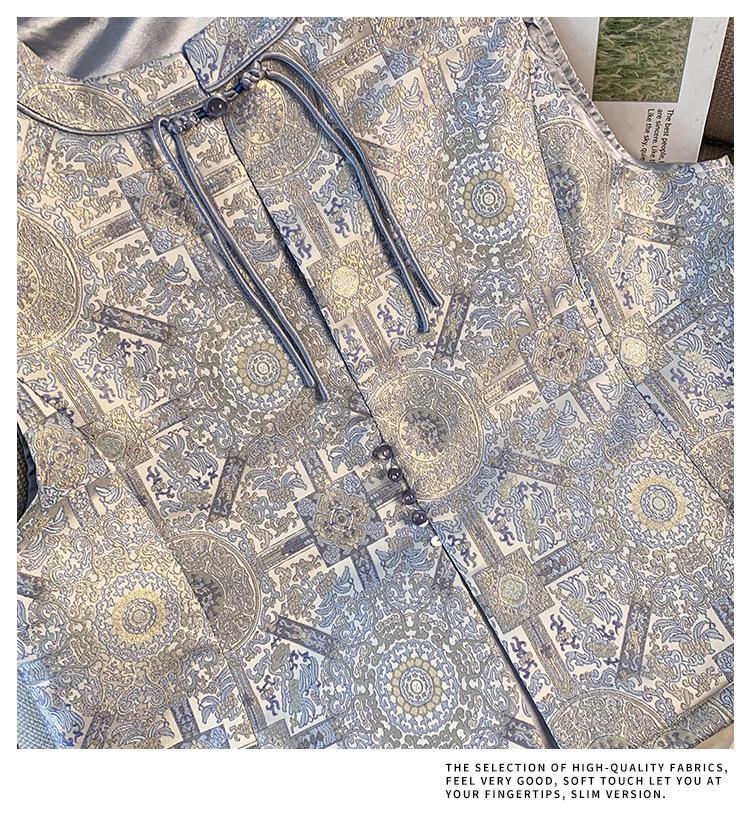 Women's Ethnic Style Jacquard Embroidery Button Collar Vest