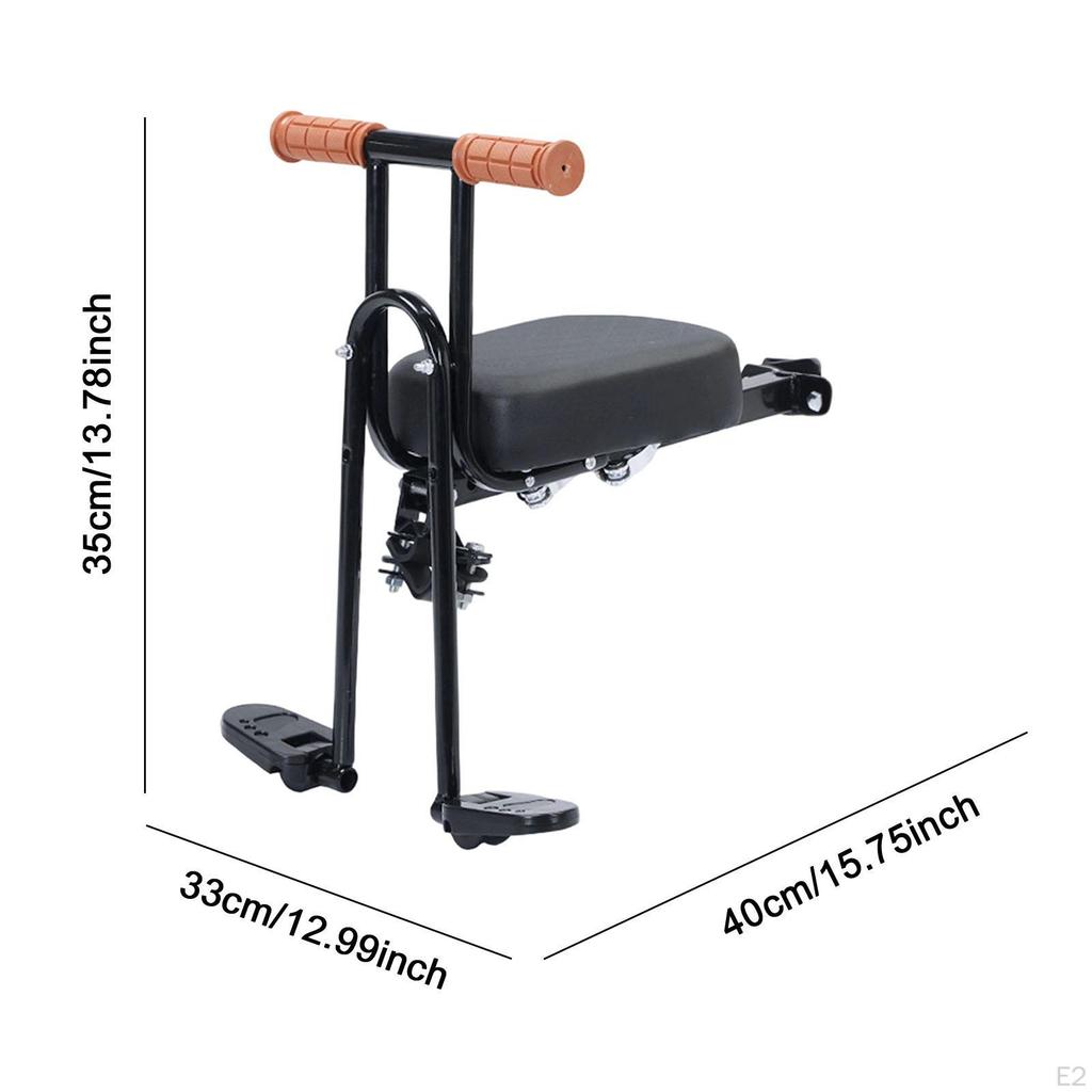 Kids Bicycle Front Seat Cycling with Foldable Pedals for Mountain Bikes Black