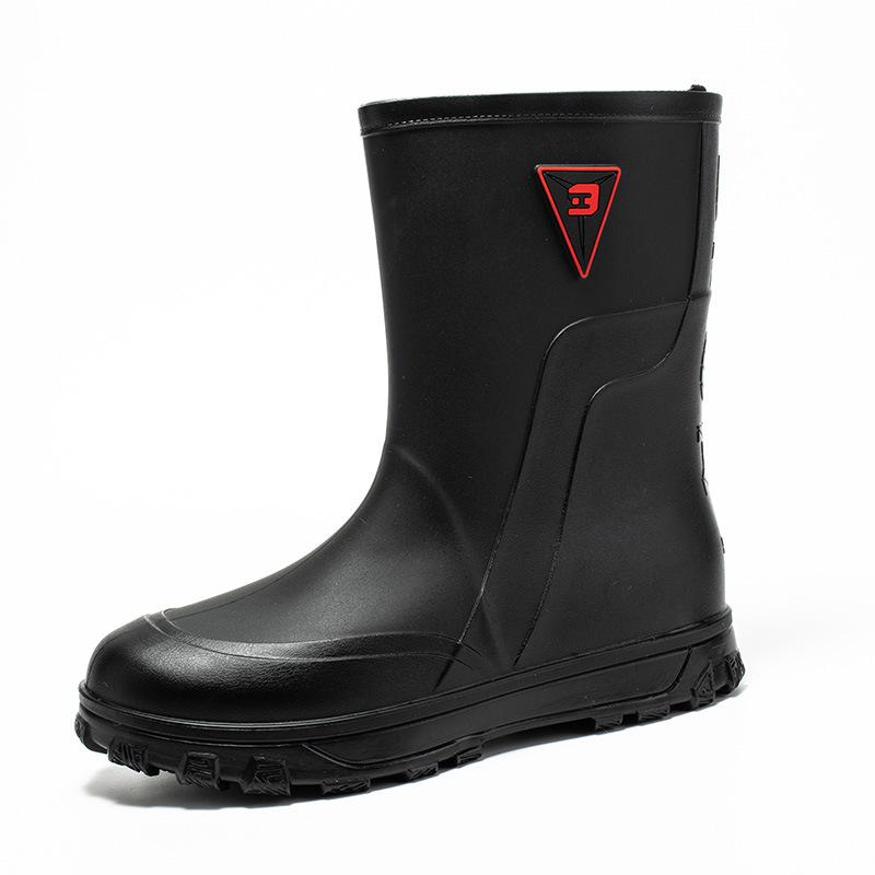 Non-slip Fashion Rain Shoes Kitchen Fishing Work Car Wash Rubber Shoes Medium and High Long Tube Men's Trend Water Shoes Rain Boots