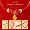 Peach Blossom Zodiac Red DIY Rope Bracelet - Handmade 8-Strand Braid for Beads.